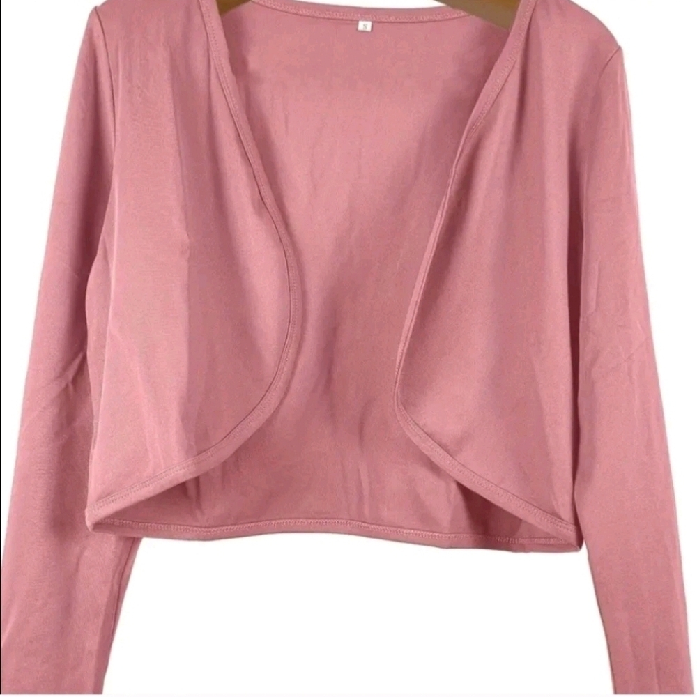 NWT, Sz. S, pink, open front, long-sleeved, cropped, jacket - Picture 5 of 13